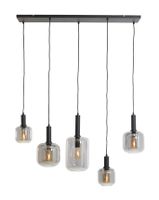 Light & Living Hanglamp Lekar 5-Lamps - Mat Zwart / Smoke