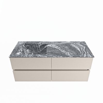 MONDIAZ VICA-DLUX 120cm badmeubel onderkast Linen 4 lades. Inbouw wastafel CLOUD links zonder kraangat, kleur Lava.