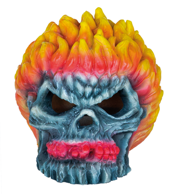 Superfish Deco Led Monster Fire Skull - Handgeschilderd Aquarium Ornament met Verlichting