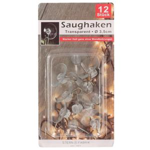 Ophanghaakjes met zuignap - 12x stuks - transparant - dia 3 cm