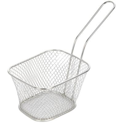 Patat/snack serveermandje/frituurmandje - zilver - 11 x 14 x 6 cm