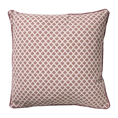 Kussen bloem met rand - roze - 45x45 cm