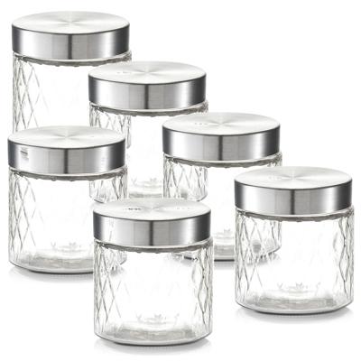 Zeller keuken voorraadpotten / bewaarpotten - 10x - 750 ml - geruit glas - 11 x 12 cm