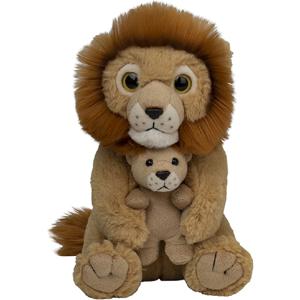 Wild Republic pluche knuffeldier Leeuw met jong - 22 cm - bruin - Family dieren