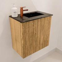 Toiletmeubel Mondiaz Joya Dlux | 40 cm | Meubelkleur Oak | Faye wastafel Lava Wasbak Rechts | 1 kraangat