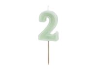 Verjaardagskaars Cijfer 2 Lichtgroen (6cm)