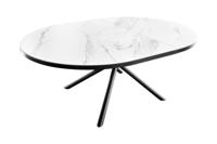 Eettafel MIKADO 120-160cm rond uitschuifbaar marmerlook wit keramiek gehard glas - 46503