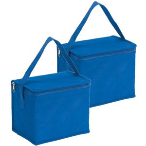 2x stuks kleine koeltassen voor lunch blauw 20 x 13 x 17 cm 4.5 liter