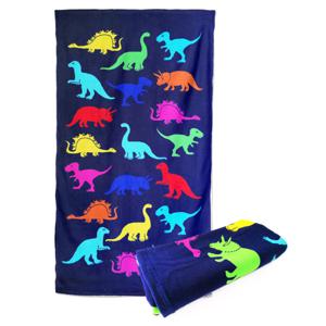 Set van bad cape/poncho met strand/badlaken voor kinderen dino print microvezel