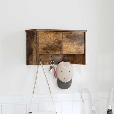 Wandgemonteerde kapstok met plank Gerookt eiken 50 x 20 x 30 cm