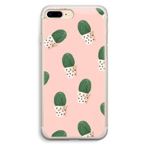 Cactusprint roze: iPhone 7 Plus Transparant Hoesje
