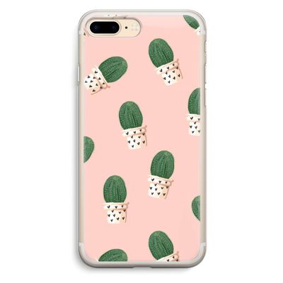 Cactusprint roze: iPhone 7 Plus Transparant Hoesje