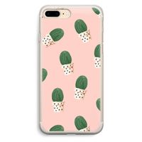 Cactusprint roze: iPhone 7 Plus Transparant Hoesje