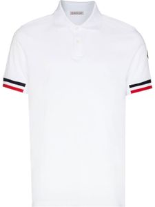 Moncler polo en coton à bords rayés - Blanc