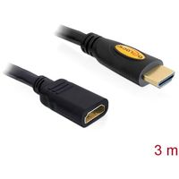 Delock 83081 HDMI-kabel HDMI Verlengkabel HDMI-A-stekker, HDMI-A-bus 3.00 m Zwart 4K UHD, Vergulde steekcontacten - thumbnail