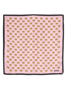 Moschino foulard en soie à imprimé ourson - Rose