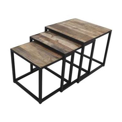 HSM Collection salontafel Fabio (3 stuks) - naturel/zwart