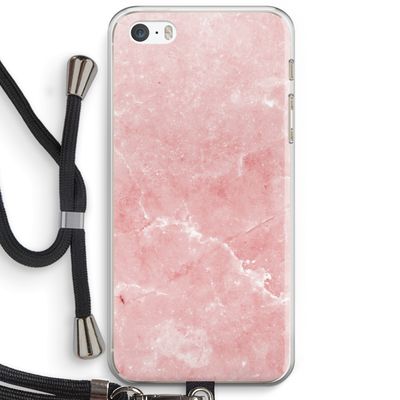 Roze marmer: iPhone 5 / 5S / SE Transparant Hoesje met koord