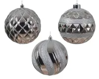 Decoris kerstbal plastic d12cm zilver - assortiment