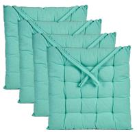 Stoelkussen Decorama - 4x - binnen/buiten - mintgroen - 40 x 40 x 5 cm - polyester Stoelkussen Decorama - 4x - binnen/buiten - mintgroen - 40 x 40 x 5 cm - polyester
