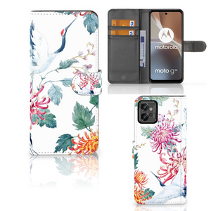 Motorola Moto G32 Telefoonhoesje met Pasjes Bird Flowers