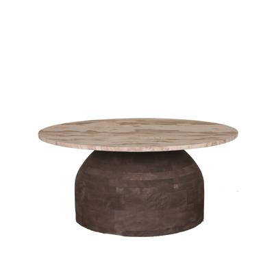 Liora Bruine Mangohouten Salontafel Met Marmeren Blad