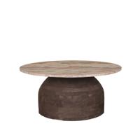 Liora Bruine Mangohouten Salontafel Met Marmeren Blad