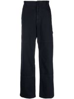 Dolce & Gabbana pantalon droit en coton à patch logo - Bleu