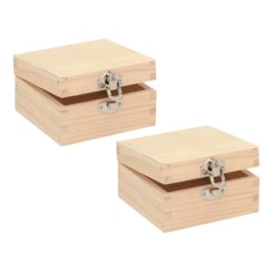 Houten opbergkistje met sluiting en deksel - 3x - 10 x 10 x 5 cm - Sieraden/spulletjes/sleutels