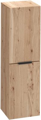 Saqu Lima halfhoge kast met mat zwarte greep 35x32x120cm naturel eiken