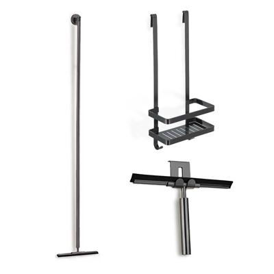 Douche accessoiresset SaniClear Iron | Met wissers en shampoohouder | Verouderd ijzer - gunmetal
