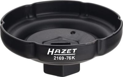 HAZET Oliefitersleutel 2169-76K · 1/2 inch (12,5 mm) vierkant hol · Ribbelprofiel · SW 76 mm