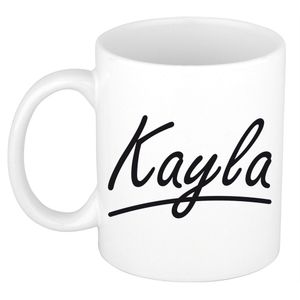 Naam cadeau mok / beker Kayla met sierlijke letters 300 ml   -