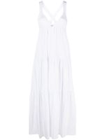 Emporio Armani robe mi-longue sans manches à volants superposés - Blanc