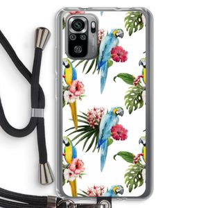 Kleurrijke papegaaien: Xiaomi Redmi Note 10S Transparant Hoesje met koord