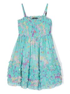 Versace Kids robe volantée à fleurs - Bleu