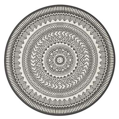 Vloerkleed Oruro print - zwart - Ø120 cm