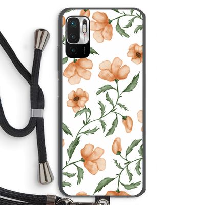 Peachy flowers: Xiaomi Redmi Note 10 5G Transparant Hoesje met koord