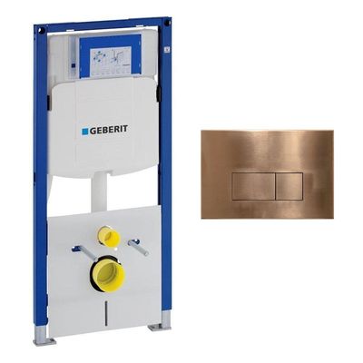 Geberit Duofix Element - UP 320 - QeramiQ metal bedieningsplaat - wand 112cm - rechthoekige knoppen - metaal koper SW706197 SW1242378