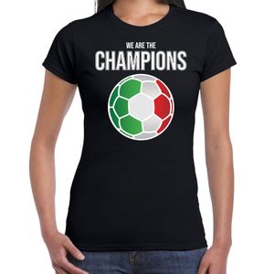 Italie EK/ WK supporter t-shirt we are the champions met Italiaanse voetbal zwart dames