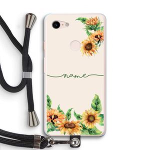 Zonnebloemen: Pixel 3 XL Transparant Hoesje met koord