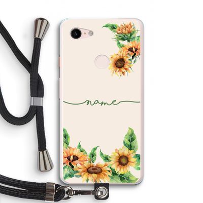 Zonnebloemen: Pixel 3 XL Transparant Hoesje met koord