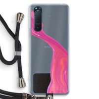 Paarse stroom: Sony Xperia 5 II Transparant Hoesje met koord