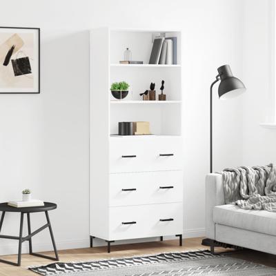 Hoge kast 69,5x34x180 cm bewerkt hout wit