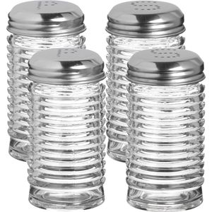 Urban Living Peper en zout stel - ribbel glas - 90 cl - setje van 4x stuks