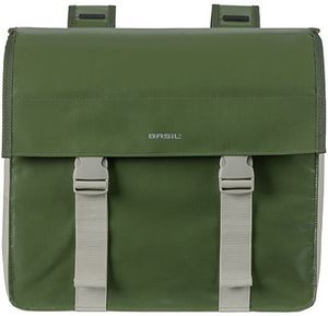 Basil urban load dubbele fietstas - waterdicht tarpaulin/polyester - groen/zand - 48-53l