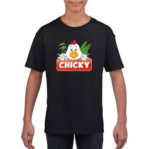 Kippen dieren t-shirt zwart voor kinderen