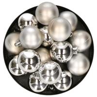 Decoris kleine kerstballen - 32x st - zilver - 4 cm - kunststof - onbreekbare kerstballen