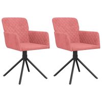 vidaXL Eetkamerstoelen draaibaar 2 st fluweel roze - thumbnail