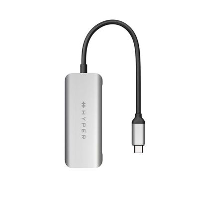HYPER HD41-GL laptop dock & poortreplicator USB 2.0 Type-C Zwart, Grijs